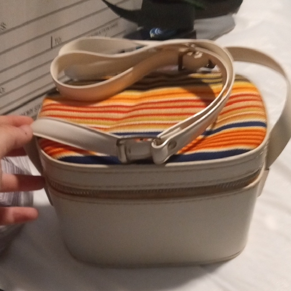 Striped Cream Shoulder Bag